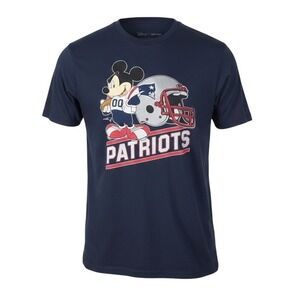 Disney Junk Food Mickey Mouse Patriots NFL T Shirt Mens Size Medium Navy Blue